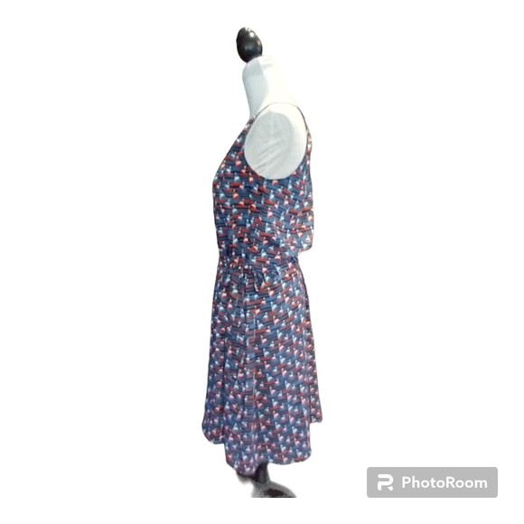 41 Hawthorn Tammi in Blue Sailboat Boat Print Blouson Key Hole Dress M - Picture 6 of 7